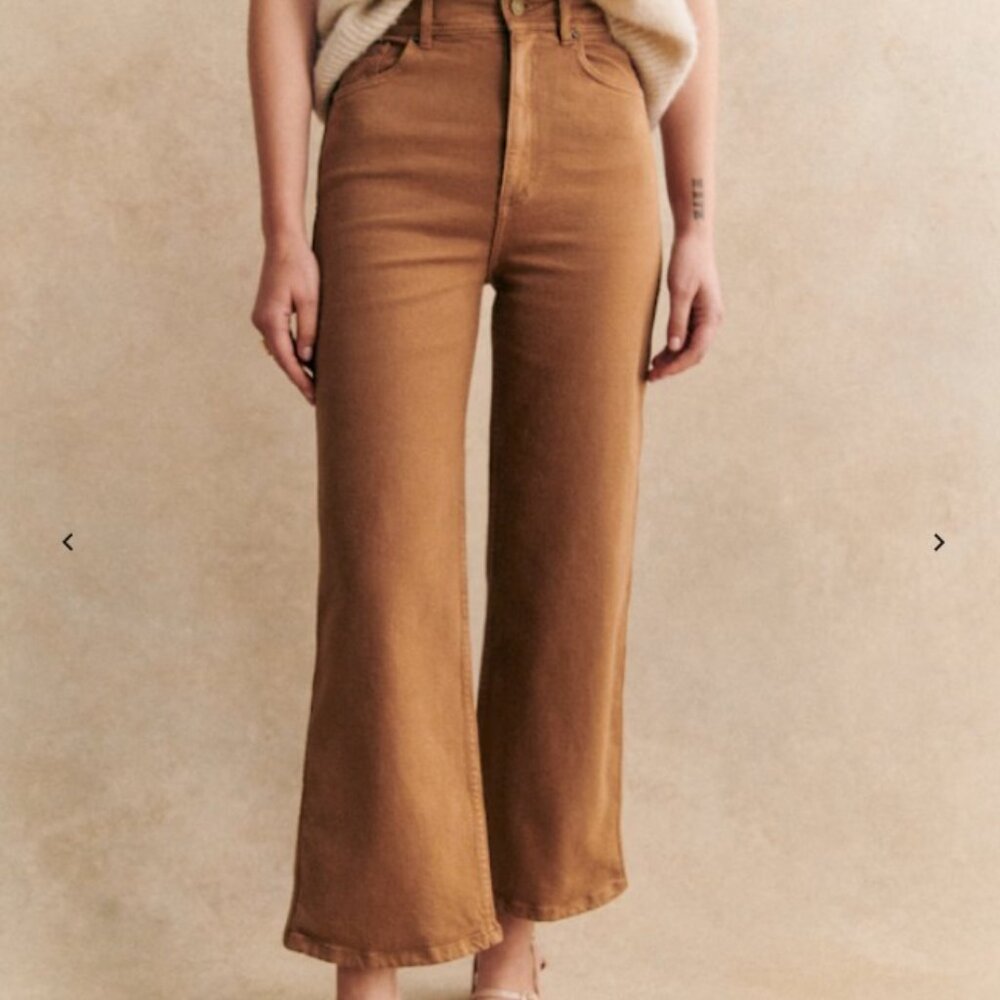 Sézane Le Crop Wide Leg Coffee Jeans